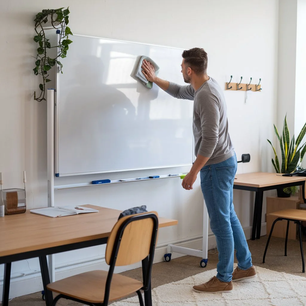Before and after results of how to clean a whiteboard effectively