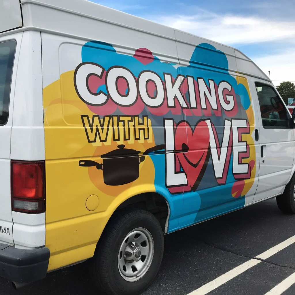 Van Vinyl Graphics: Transform Your Vehicle and Grow Your Brand 1 Vinyl van graphics with bold full colour design transforming catering van into eye catching marketing vehicle