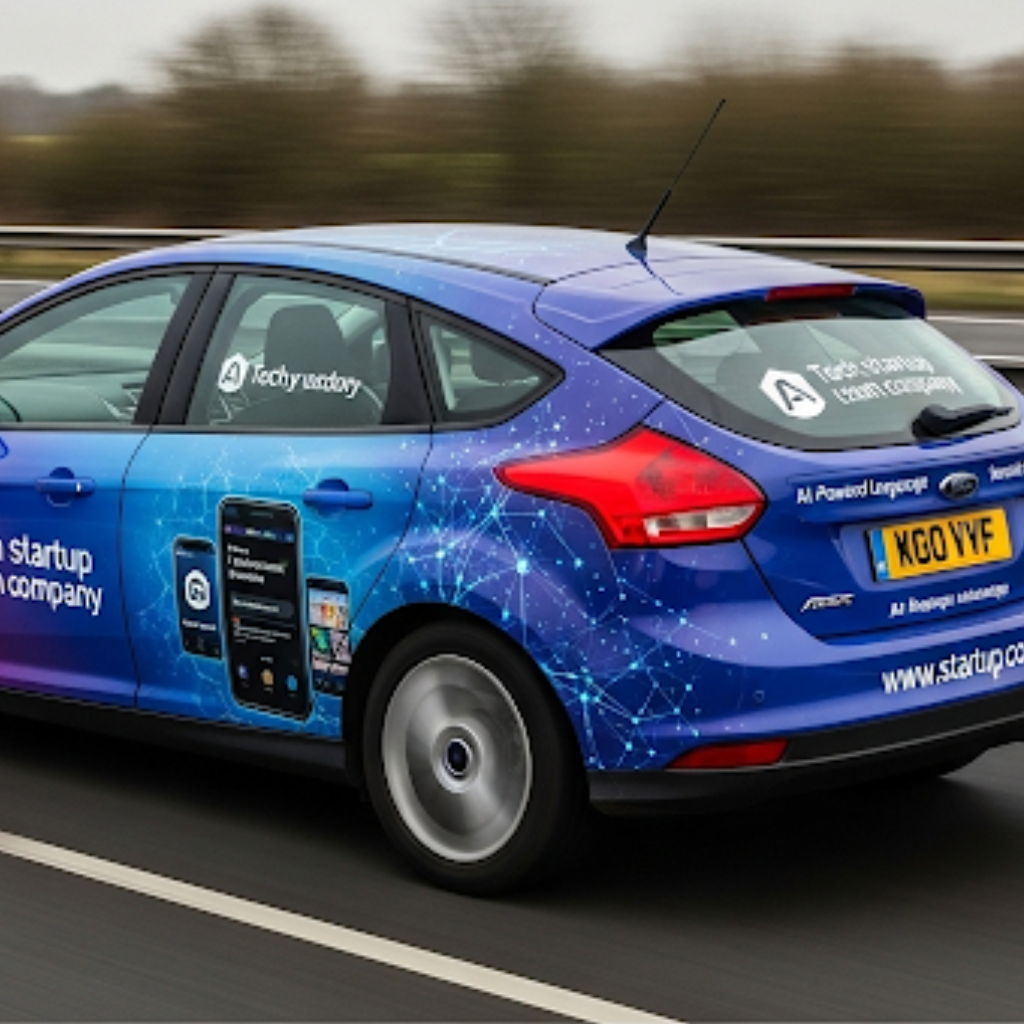 Full car wrap in motion demonstrating durable vinyl wrap installation and long-term value for vehicle wrapping